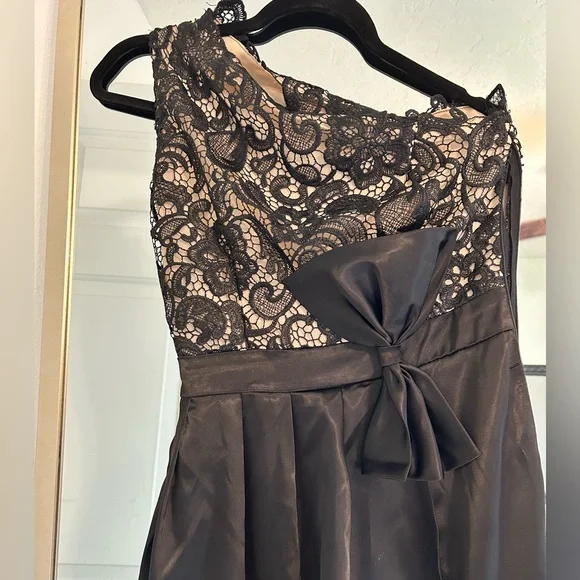 chinese dress ladies Premium Black & Nude Lace Detail Skater Dress – Kirsty's Kloset main image 0